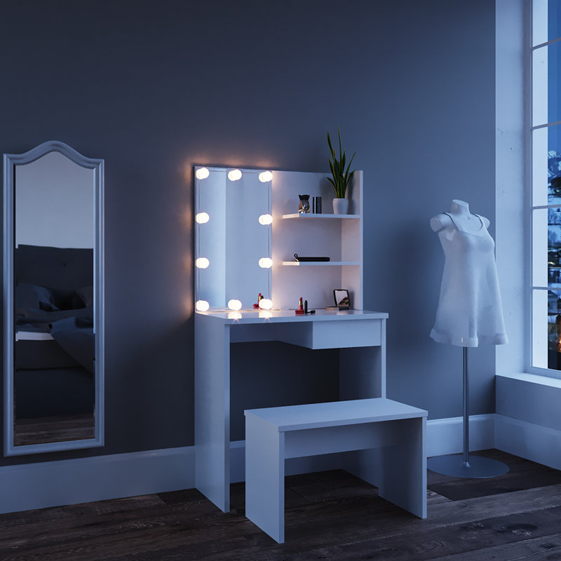 Stuttgart Dressing Table with Mirror, White