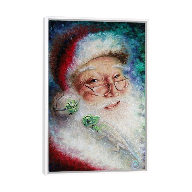 Santa's Little Helper - reproduction d'art murale - toile encadrée, H 40 po x l 26 po, Blanc