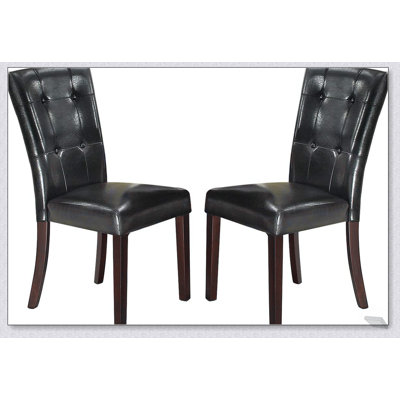 Chaises Parson modernes en similicuir noir, ensemble de 2 sièges de salle à manger confortables et élégants pour un intérieur élégant