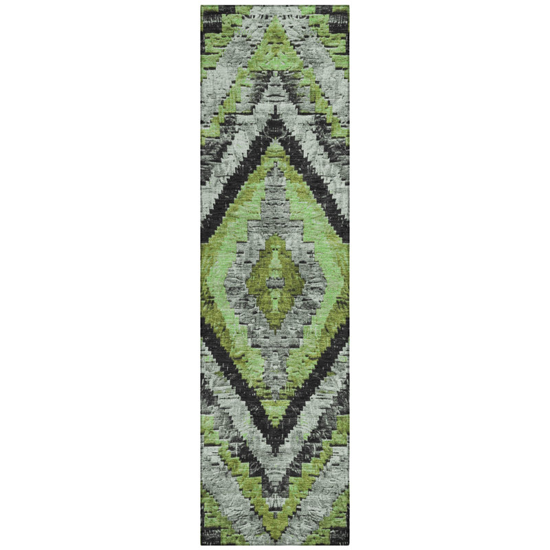 Machine Washable Indoor/Outdoor Xhevrie Aloe Rug, Runner 2'3" x 7'6"