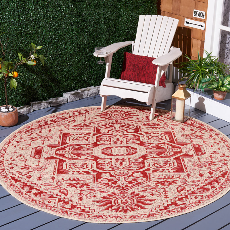 Tapis d'intérieur / extérieur Donivin Beach House Performance, Rond 6 pi 7 po