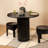 Octavia Round Mango Wood Table with Ribbed Base, Stained Black-1092927205