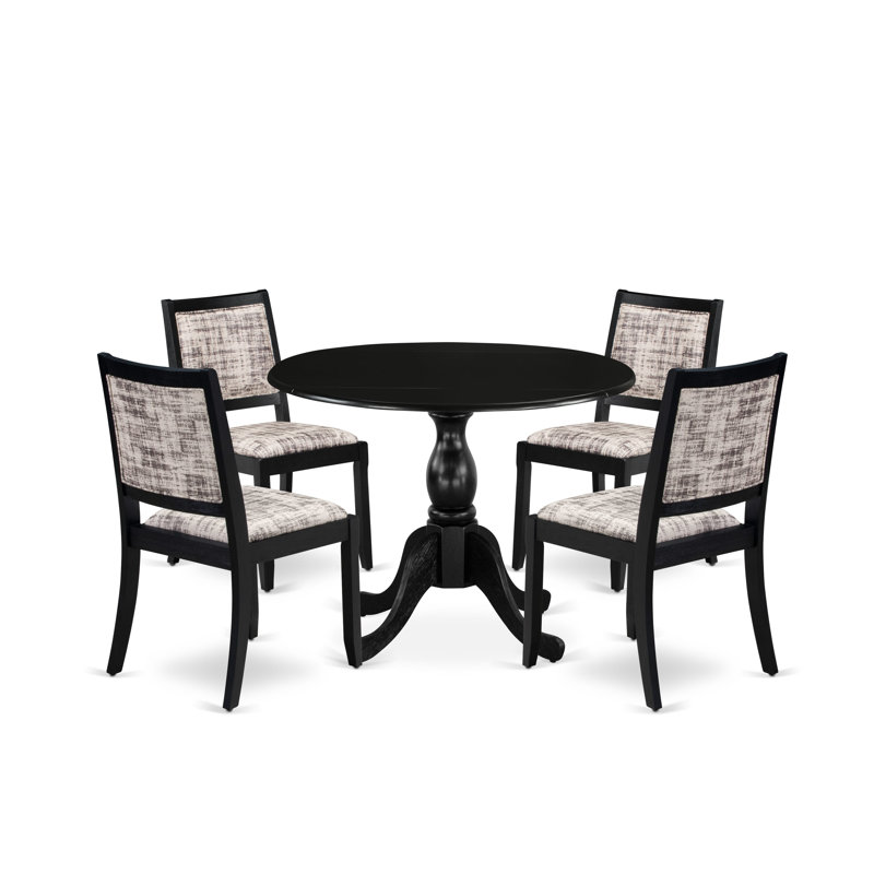 L'ensemble de salle à manger comprend une table ronde et des chaises empilables en polyester, noir, 5
