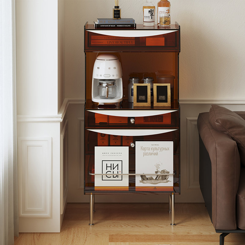 Modern acrylic multi-functional accent cabinet, Amber Brown