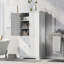 Armoire de rangement haute et large avec portes pour salle de bain / bureau, trois tiroirs, blanc