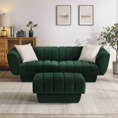 Charlotte 224Cm Velvet Rolled Arms Chesterfield Sofa