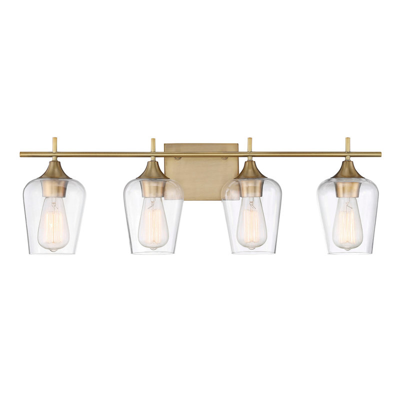 Éclairage pour meuble-lavabo à intensité variable Breena, Laiton chaleureux, Clear