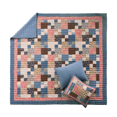 Greenland Home Fashions Shiloh Calico 2-Piece Twin Size Quilt Set 68x88 + 20x26