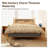 Mid-Century Modern Upholstered Platform Bed Frame with Padded Headboard, Solid Rubberwood – Queen-1303522901
