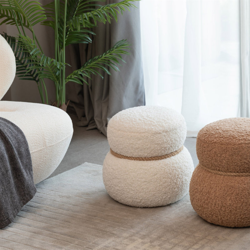 Tabouret bonhomme de neige, coussin moelleux Greig, ludique et mignon, adapté à tout espace, White