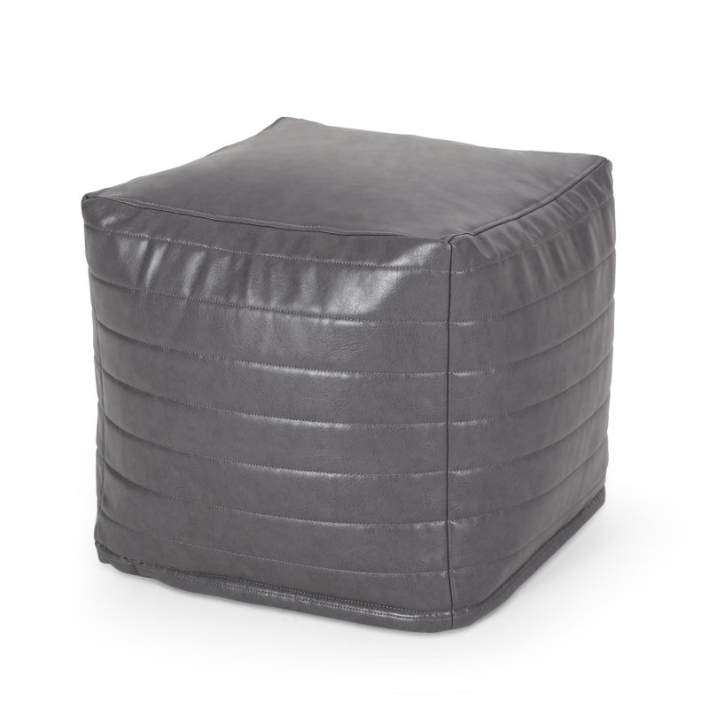 Repose-pieds de repose-pieds et coussin décoratif décoratif en similicuir Candy, Gris