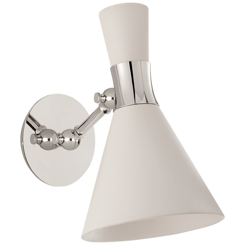 Liam 1 - Light Armed Sconce, Polished Nickel, Matte White