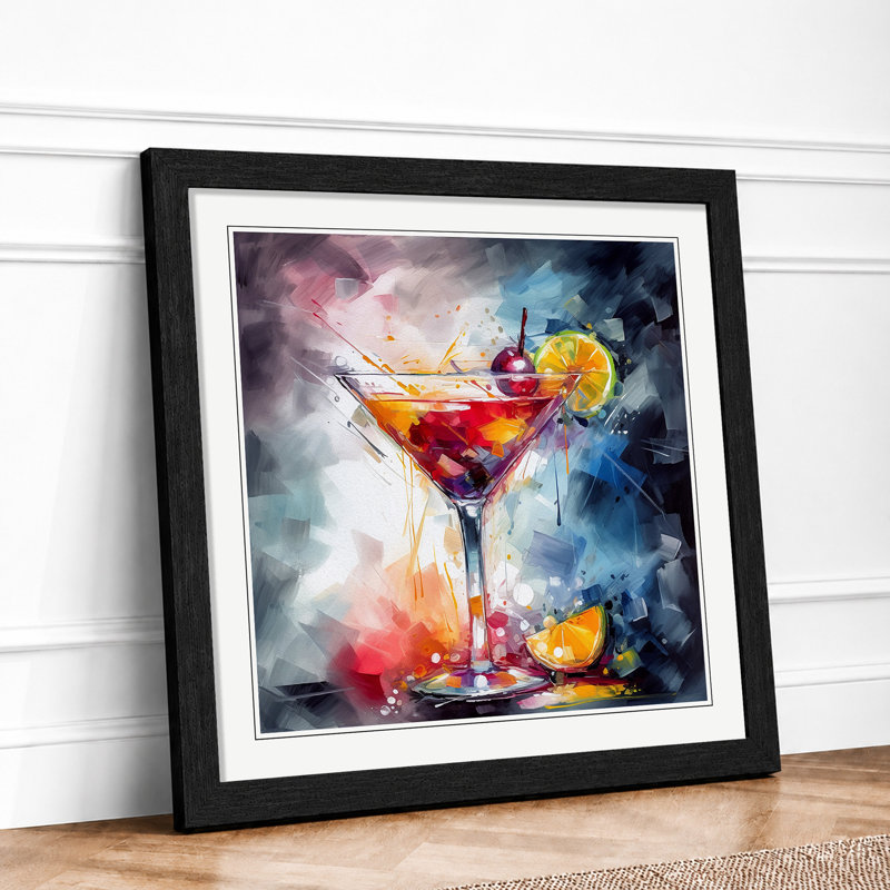 Cocktail Abstract Art - Framed Print, Black