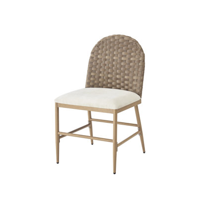 Ensemble de 2 chaises de salle à manger Farmhouse, chaise d'appoint rembourrée en fer et dossier en rotin