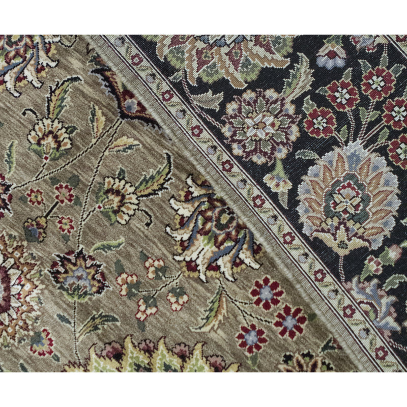 Tapis gris et noir noué à la main de haute qualité