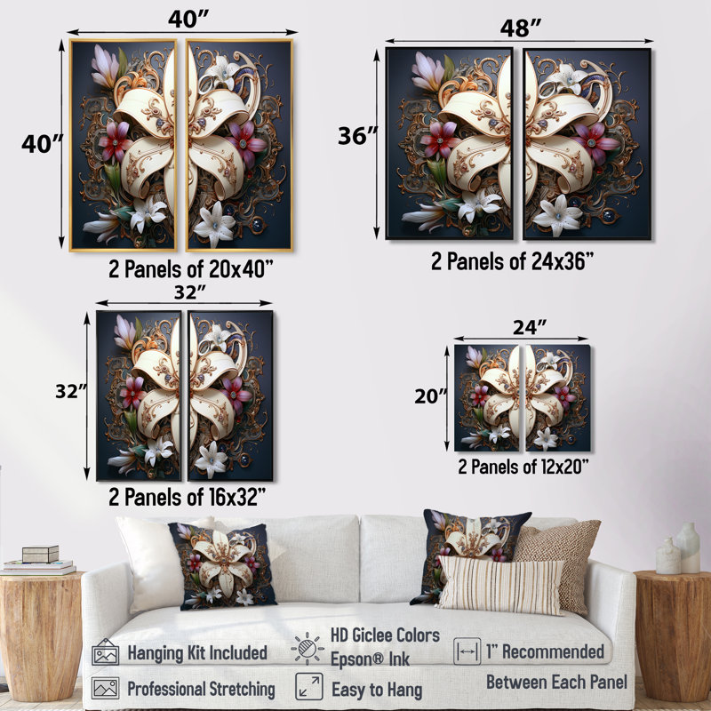 Décoration murale Fleur de lys stylisée I - Symboles fantaisie, Black, 36" H x 48" W, Framed Print without Mat