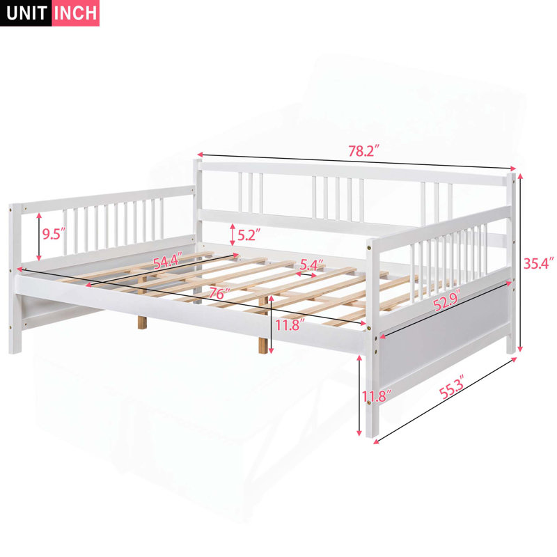 Lit de jour polyvalent et robuste avec pieds de soutien pour la détente et le sommeil, Complet/Double, Blanc