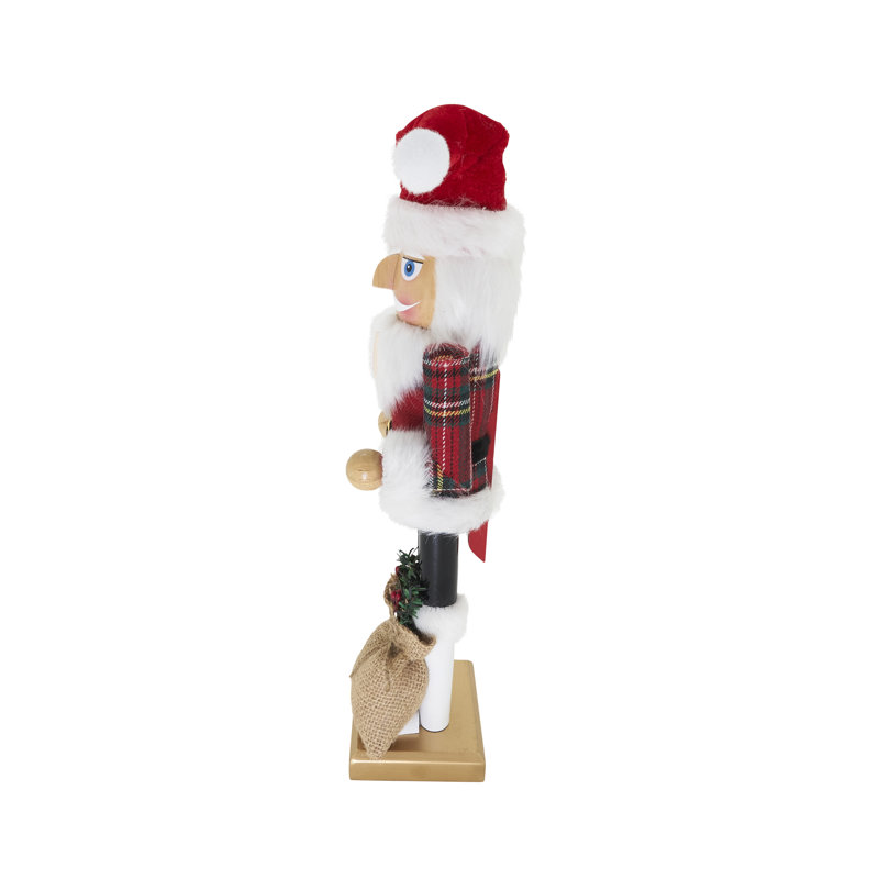 Figurine de présentation en bois en forme de père Noël casse-noisette en bois