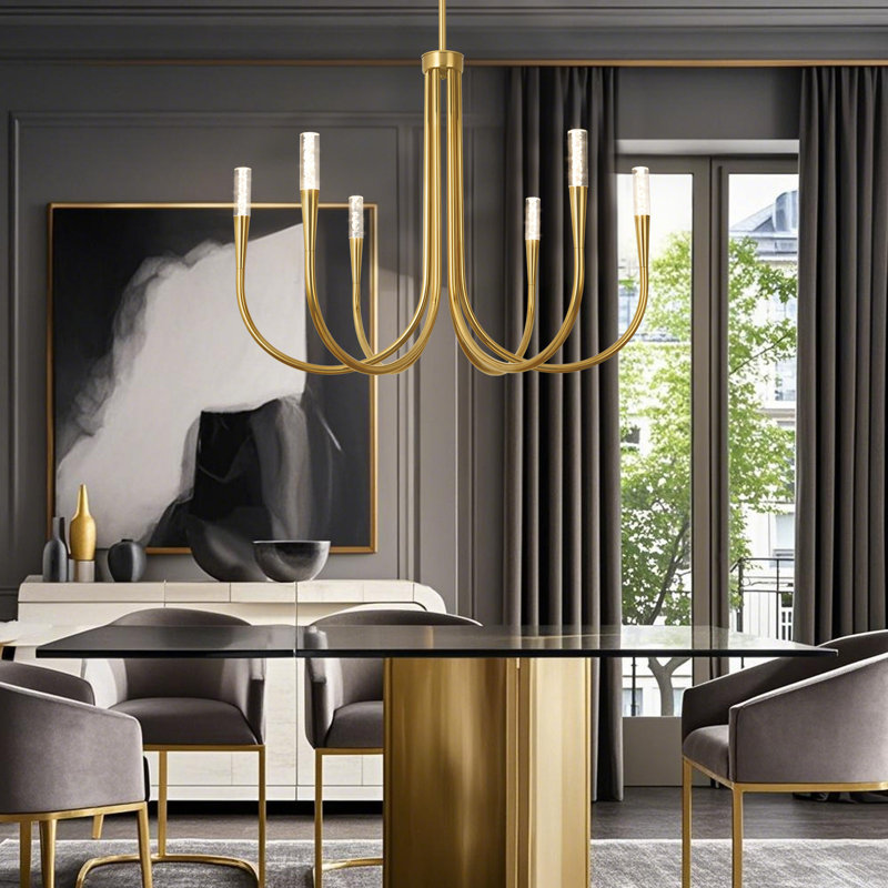 6-Light Candle Style LED Chandelier, Gold