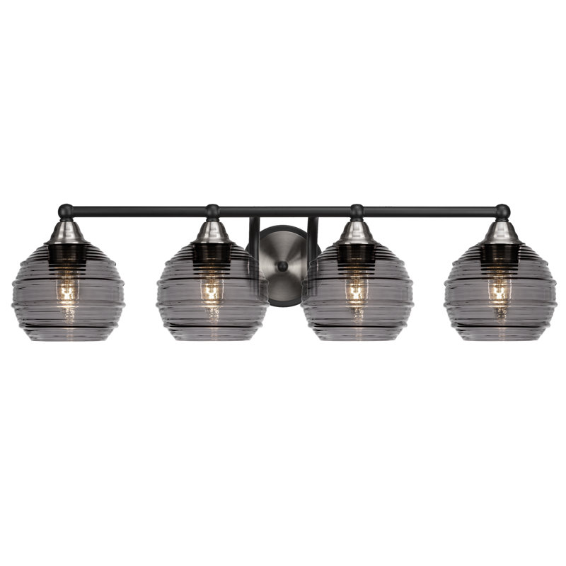 Michell 4-Light Bath Bar, Matte Black/Brushed Nickel