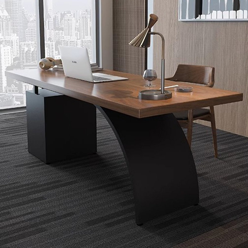 Bureau rectangulaire en bois massif brun + noir, H 29,53 po x l 78,74 po x P 31,5 po