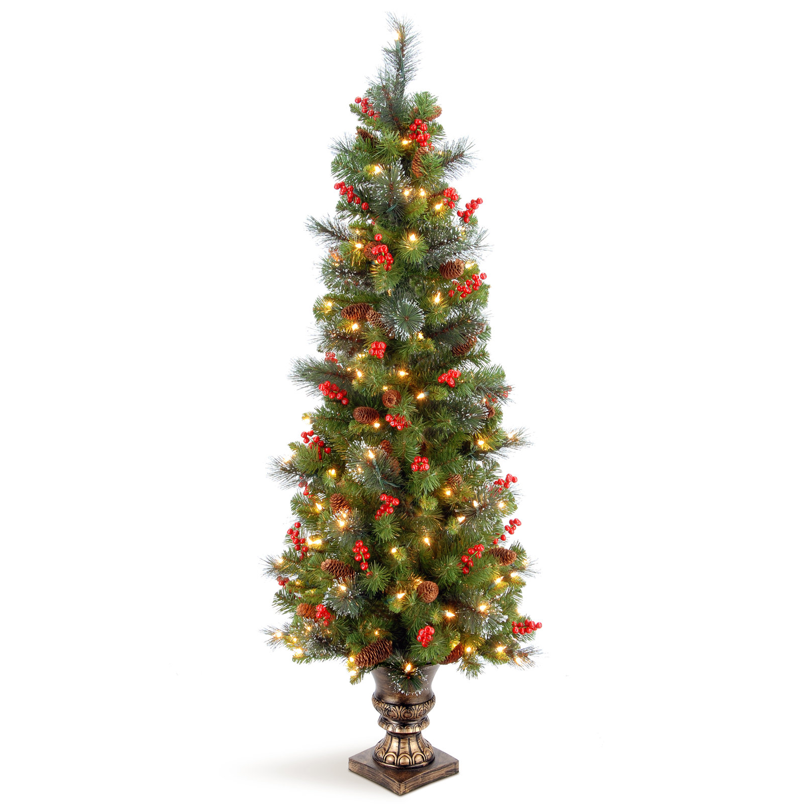 The Holiday Aisle® Crestwood Spruce Entrance Tree, 5', Clear Lights