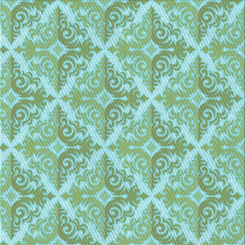 Damask Wool Light Blue Area Rug, Square 4'