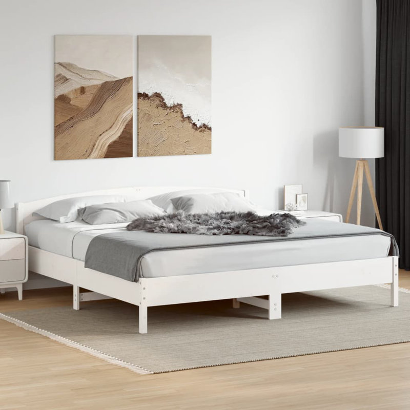 Peggy Solid Wood Bed, White, Super King (6')