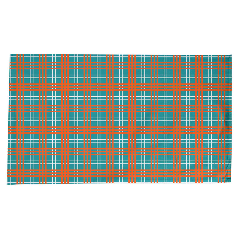 Nappe en mélange de coton à carreaux, Turquoise / blanc