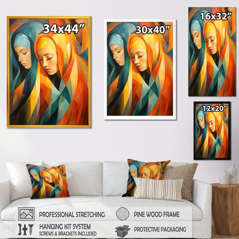 Jaune et orange, art de la prière de l'Islam, art mural 3, Toile tendue, H 44 po x l 34 po x P 1,5 po