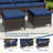 11-Person Outdoor Patio Conversation Rattan Seating Group With Blue Cushions-1955761559