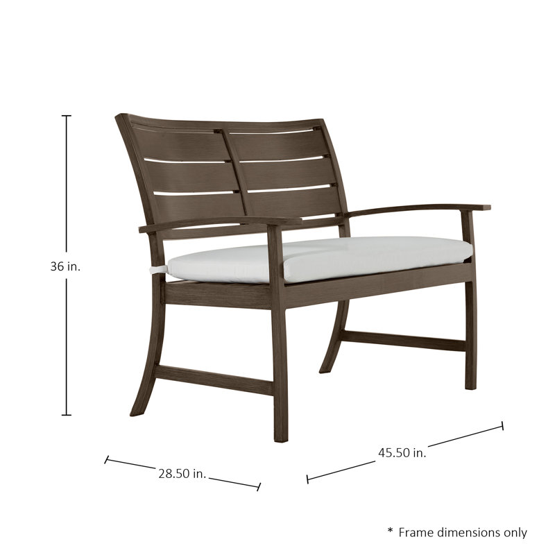 Charleston Aluminum Garden Bench, Welt, Linen Dove, Oyster