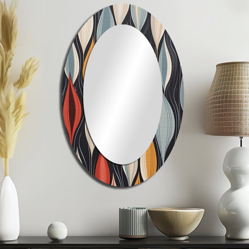 Rétro Abstractáleaves II - Miroir mural multicolore, 36 po x 24 po