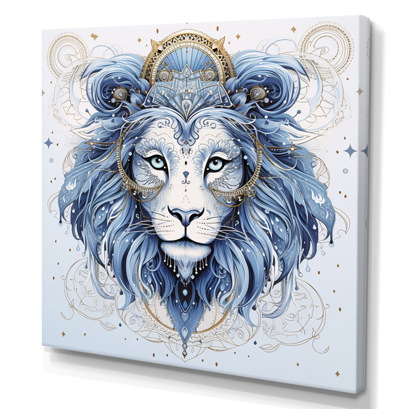 Signe du zodiaque Lion sur toile, 30" H x 30" W, Toile tendue