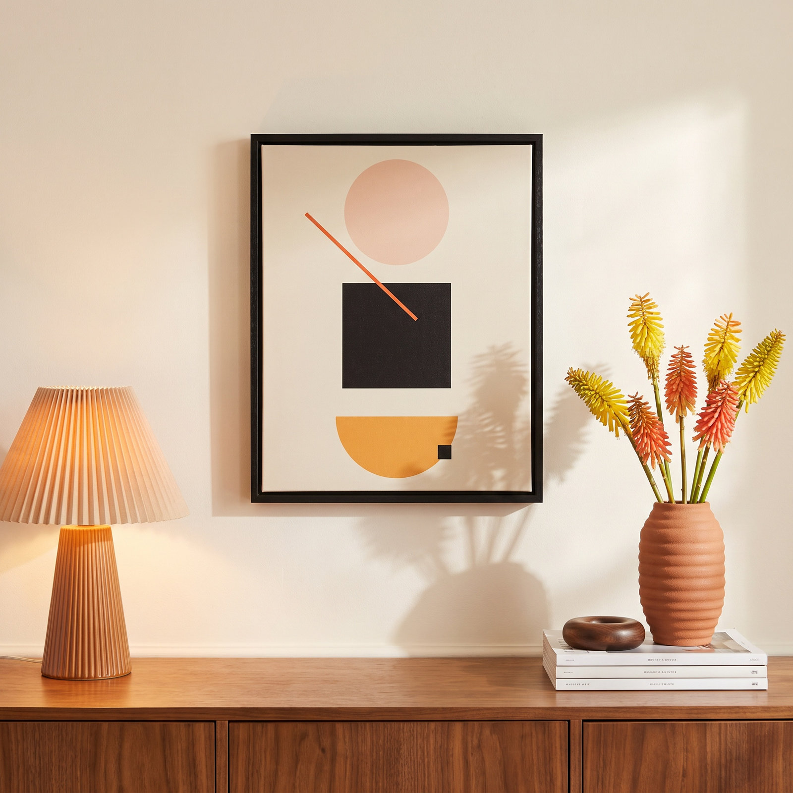 Simple Shapes Print, Espresso Framed, 15.5" H x 12.5" W x 2" D