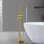 Robinet de baignoire autoportante 45 "à 2 poignées avec douchette en titane 45 5/8 po-111704758