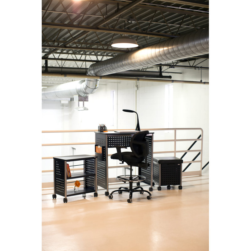 Adjustable Height Black and Silver Steel Standing Desk