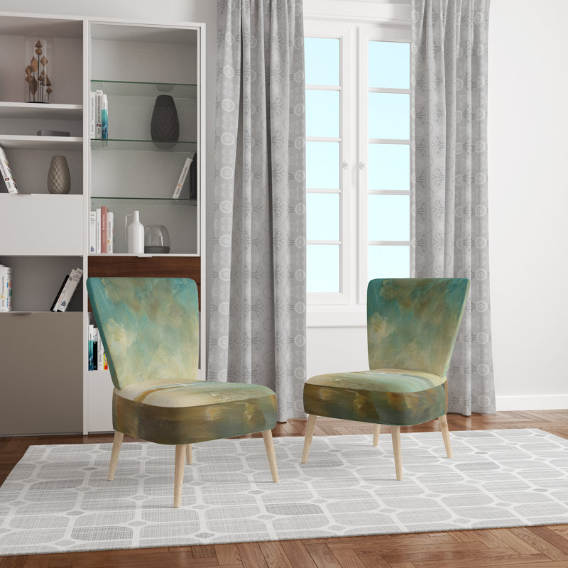 Upholstered Floral Side Chair - Modern floral Accent Chair, Abstract Gold Polyester Blend 3