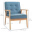 Fauteuil d'appoint en tissu, fauteuil capitonné pour salon avec pieds en bois