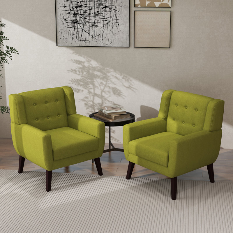 Jaqueze 73.4 Cm Wide Cotton Armchair, Green Linen Blend