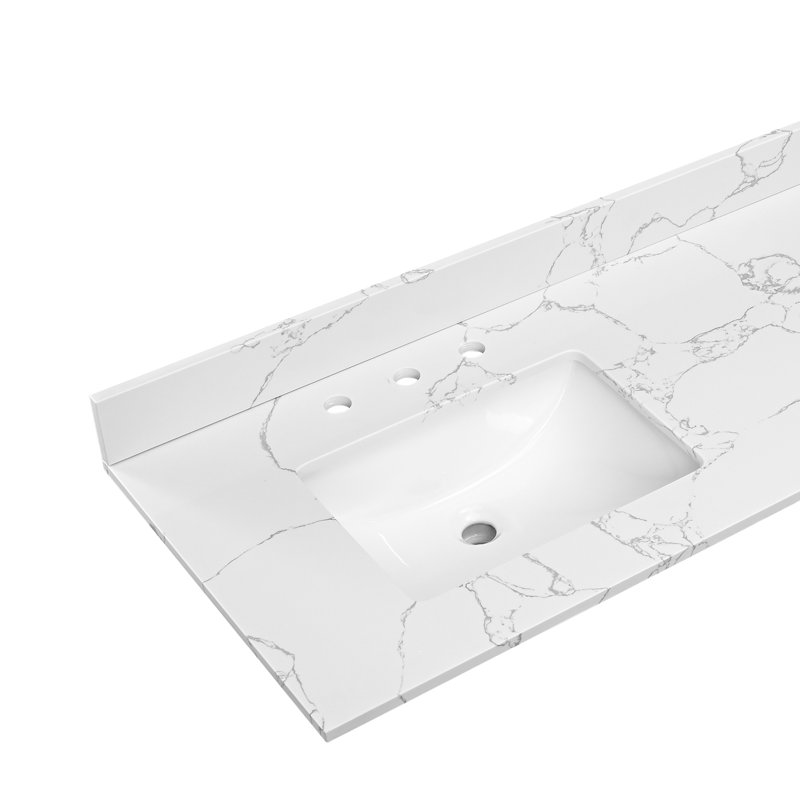 73"Engineered Marble Bathroom Vanity Top With Double Sinks