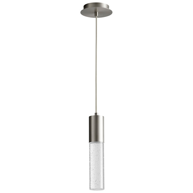 Luminaire suspendu cylindrique à 1 lumière DEL, Nickel satiné, H 133,37 po x l 2 po x P 2,75 po