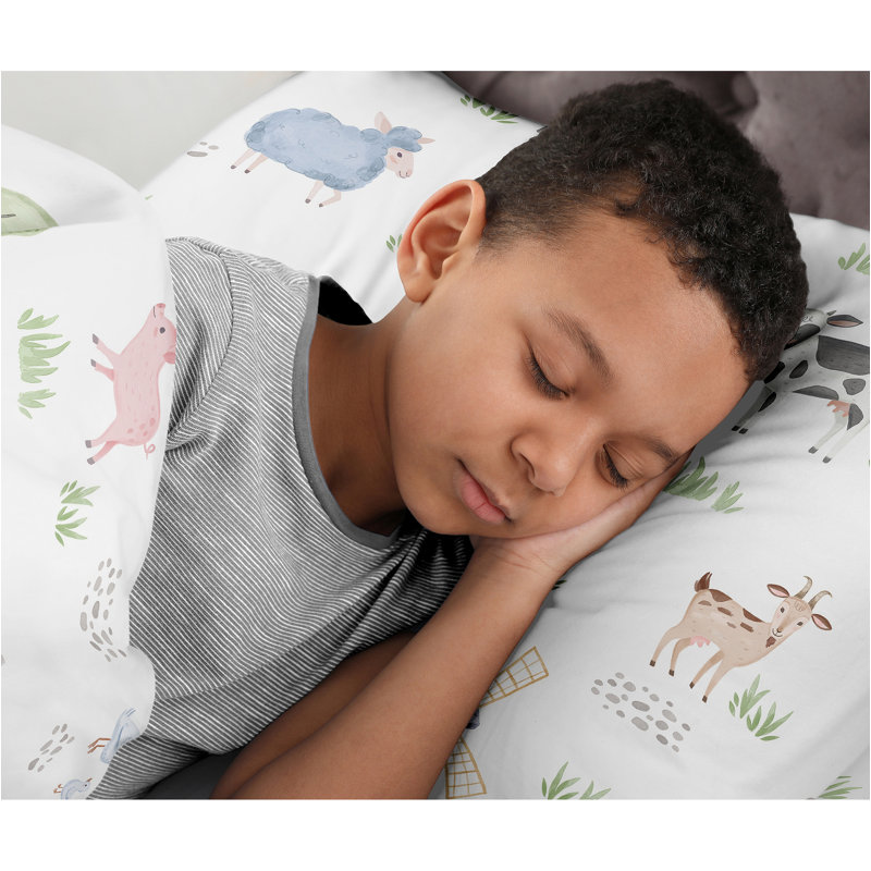 Farm Animals Floral Pillowcase Sheet Set, Queen