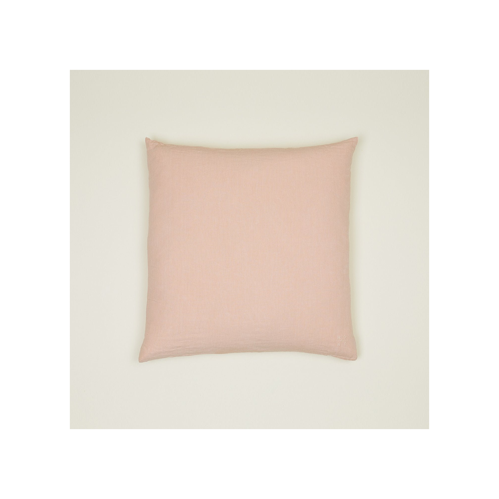Simple Embroidered Linen Throw Pillow, Square 22", Blush