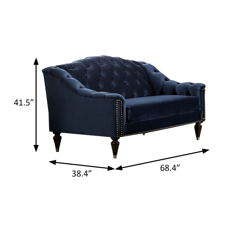68.4" W Transitional Loveseat, Blue