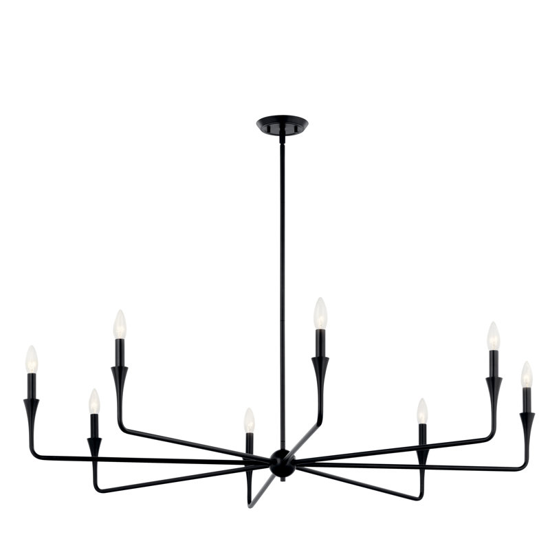  Lustre en acier à intensité variable, Noir satiné, H 23,25 po x l 50 po x P 50 po, 8