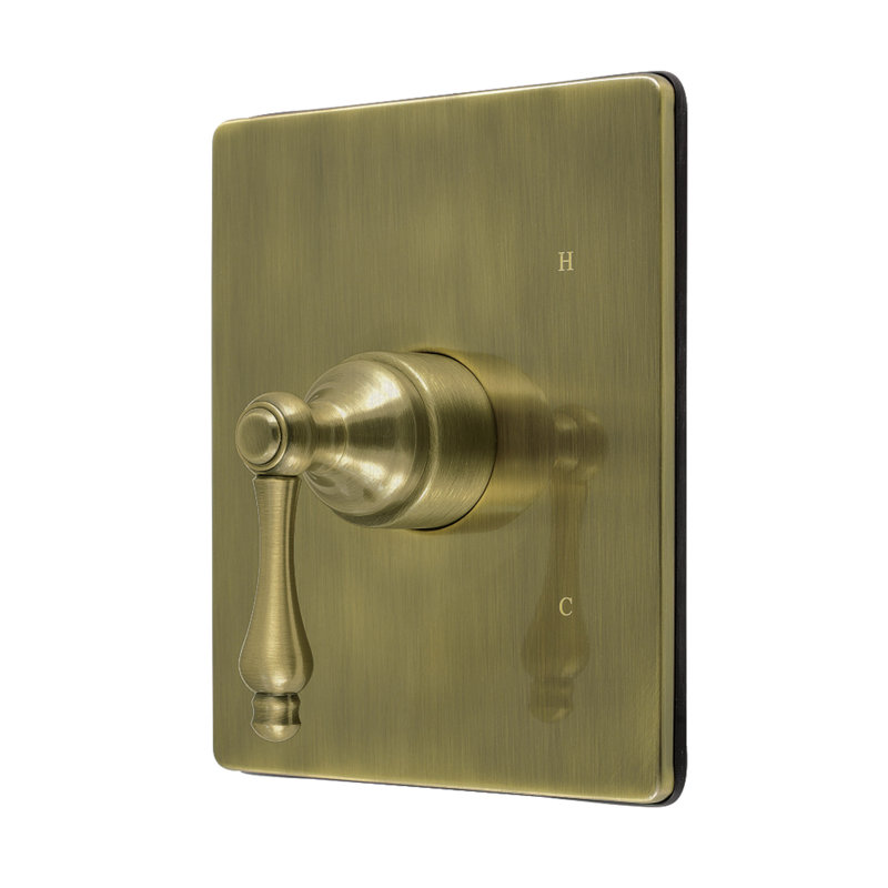 Kingston Brass Revival Single-Handle Pressure Balanced Tub and Shower Faucet Valve and Trim Kit, Antique Brass