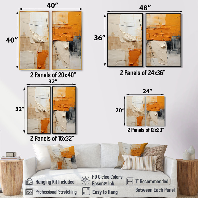 Coddy - Collages Large Large Wall Art 2 Pieces, Brown, 36" H x 48" W, Floater Framed Print