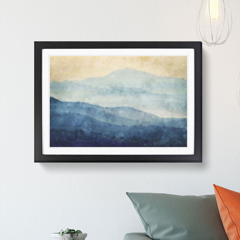 Mountain Fog in Crete Greece - Picture Frame Painting Print, Black Framed, 45cm H x 63cm W x 2cm D