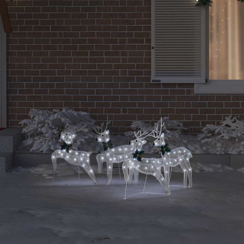vidaXL LED Reindeers Fabric, White